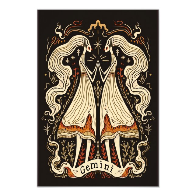 Satin Photo Papper Gemini Celestial Zodiac Fototryck (Framsidan)