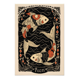 Satin Photo Papper Pisces Celestial Zodiac Fototryck
