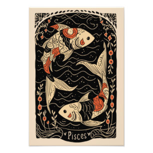 Satin Photo Papper Pisces Celestial Zodiac Fototryck