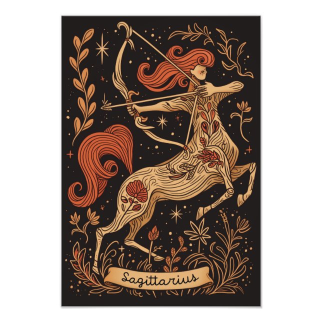 Satin Photo Papper Sagittarius Celestial Zodiac Fototryck (Framsidan)