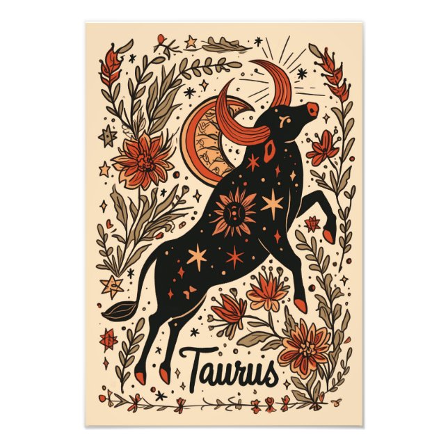Satin Photo Papper Taurus Celestial Zodiac Fototryck (Framsidan)