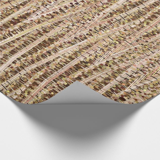 Satin Rand and Dots Abstrakt, Brown och Beige Presentpapper (Hörn)
