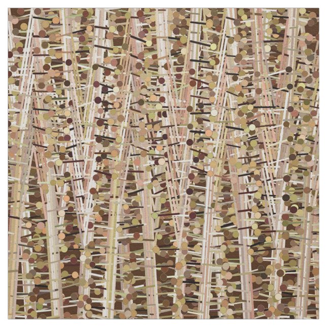 Satin Rand and Dots Abstrakt, Brown och Beige Tyg (Provkarta)