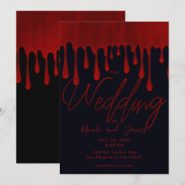 Satin Röda Dropp Blod som droppar Halloween Bröllo Inbjudningar