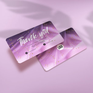 Satin Rosa Lila Glitter Business Tack-kort för Visitkort
