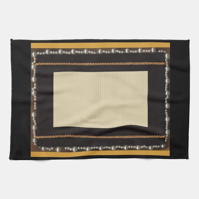 Satin Silke Fabric Photo Ram Embellated Wi-Fi Kökshandduk (Horisontell)