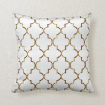 Satin Vit & Guld Quatrefoil Mönster