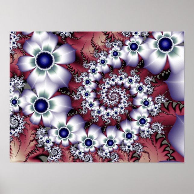 Satinpärlblom Spiral Botanisk Fraktal Poster (Framsidan)