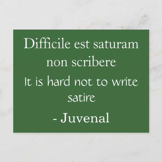 Satire - juvenalcitat - svårt att inte skriva vykort (Framsida)