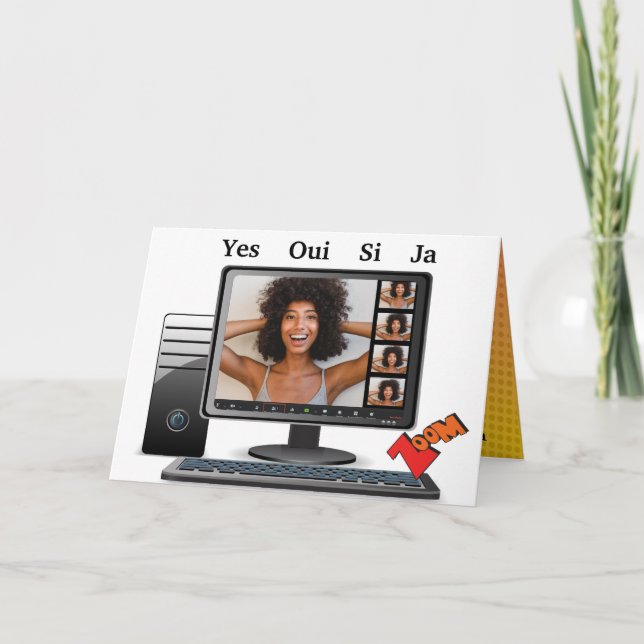 Satirekort för funktionellt videokonferenssamtal p kort (Framsida)