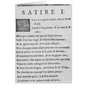 "Satirer av Nicolas Boileau Hälsningskort