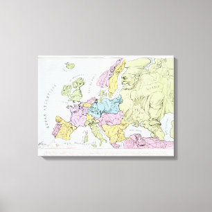 Satirical karta av Europa   1871 Canvastryck