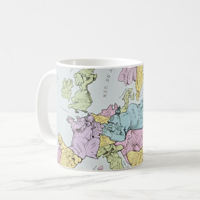 Satirical karta av Europa | 1871 Kaffemugg (Framsida vänster)