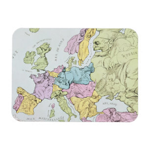 Satirical karta av Europa 1871 Magnet