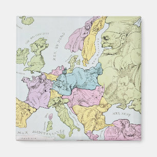 Satirical karta av Europa 1871 Magnet