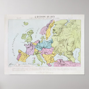 Satirical karta av Europa   1871 Poster