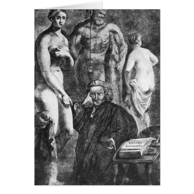 Satirical porträtt av Laurence Sterne, c.1761 Hälsningskort (Framsidan)