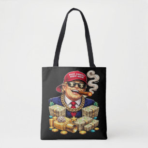 Satirisk MAGA-miljardär-kartong — Retro Pop Art Tygkasse
