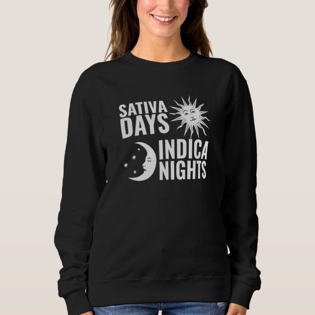 Sativa Days Indica Nights Sol Måne Stoner T Shirt (Framsida)