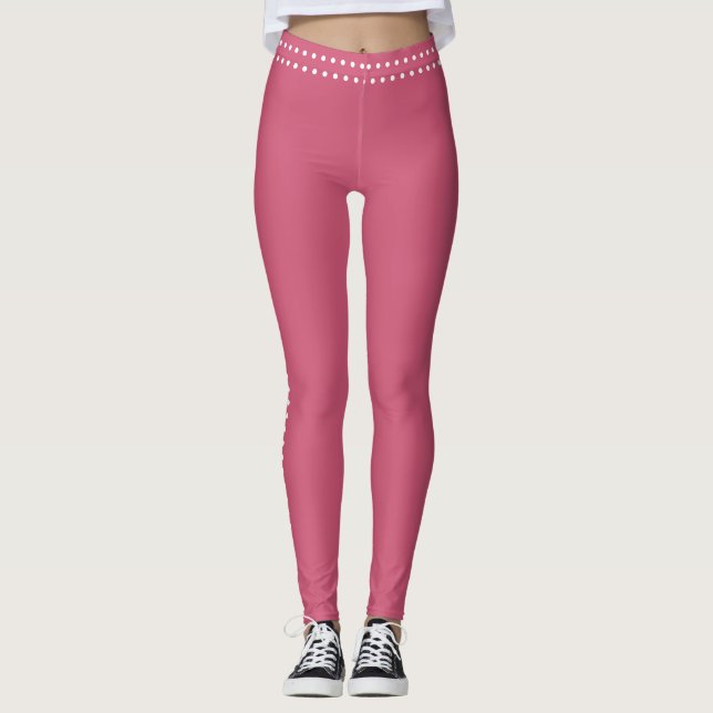 Satlig Rosa Kvinnor i friidrott Leggings (Framsida)