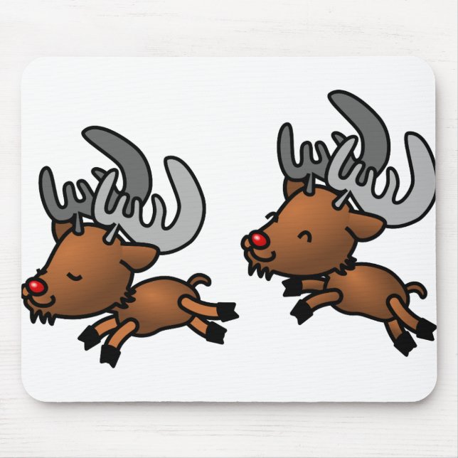 Satou Reindeer Hjort Animals Vild Lycklig Jumping Musmatta (Framsidan)