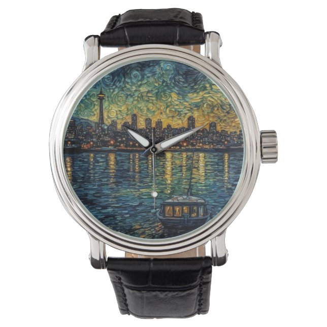 Sätplats Nål i van Gogh stil Armbandsur (Framsida)