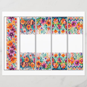 Sats om 5 Boho blomsterkant bokmärken