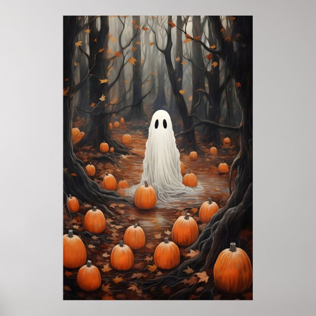 Sats om 6 utskrivbara Halloween-spöktryck, blomste Poster (Framsidan)
