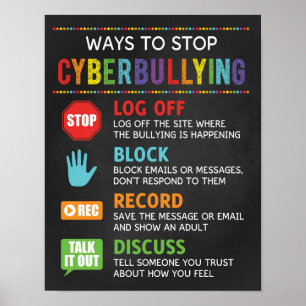 Sätt att stoppa cybermobbning i skolan mot bully poster