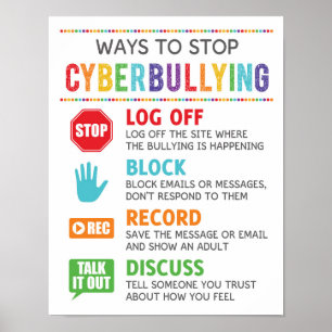 Sätt att stoppa cybermobbning i skolan mot bully poster
