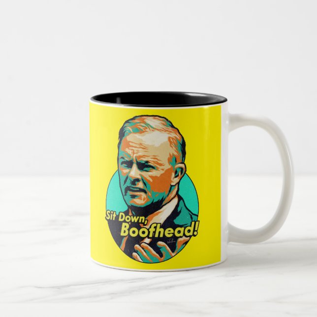 Sätt dig, Boofhead! Två-Tonad Mugg (Höger)