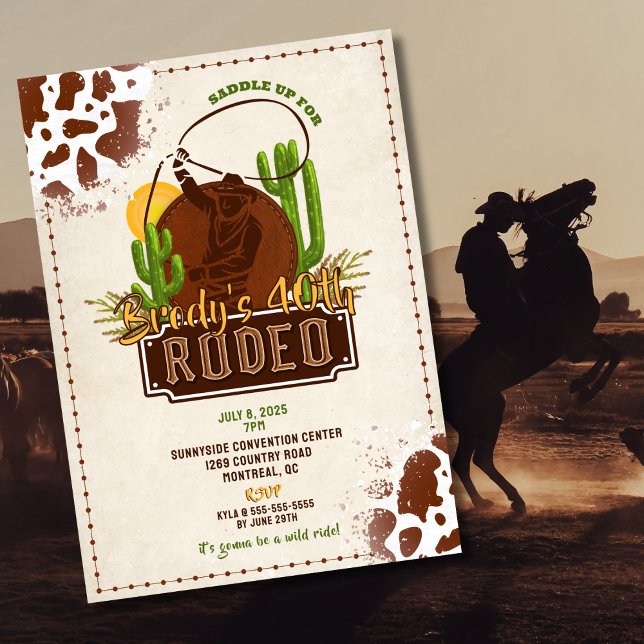 Sätt dig i sadeln för en rodeo – Inbjudan till wes (Western theme birthday invitation for men)