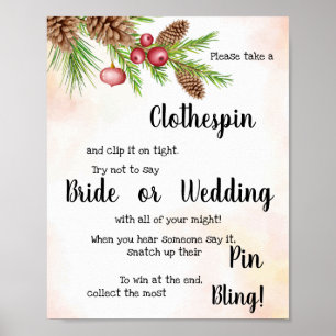 Sätt en klädnypa juldusch spelskylt poster