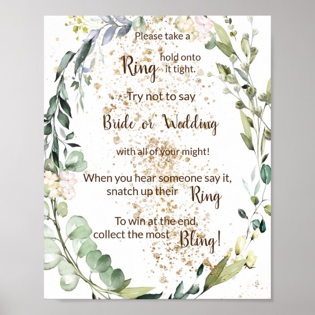 Sätt en ring på det örtaktiga bröllopsduschskylt poster (Framsidan)