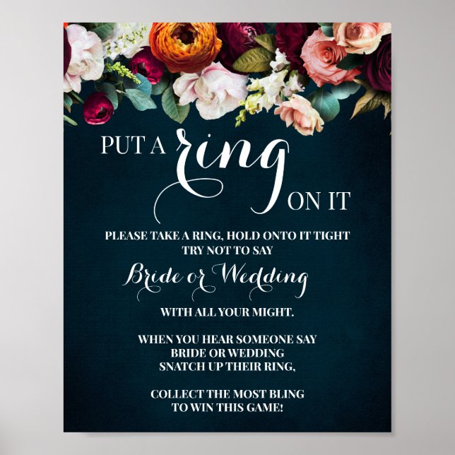Sätt en ring på det Vin Navy Bröllopsdusch Spelsky Poster (Framsidan)