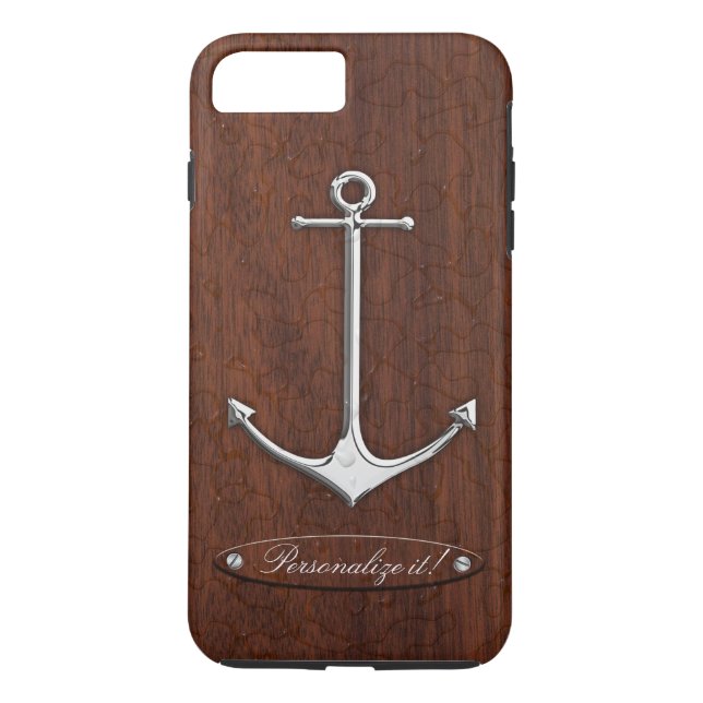 Sätt er egen särprägel på den! Blöt Nautical Mahog Case-Mate iPhone Skal (Baksida)
