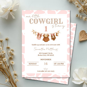Sätt I Sättel Rosa Cowgirl Western Födelsedag Inbjudningar
