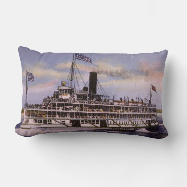 Satt i steameren Great Lakes för Lumbarkudde (Framsida)