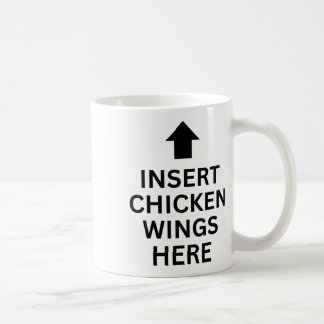 Sätt in kycklingvingar här rolig mat kycklingvinga kaffemugg