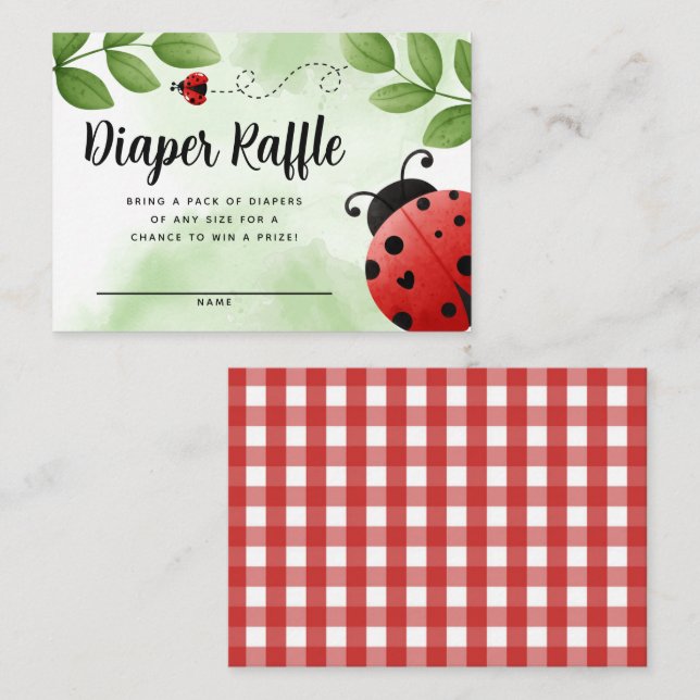 Sätt in Ladybug Diaper Raffle Card Tilläggskort (Fram/baksida)