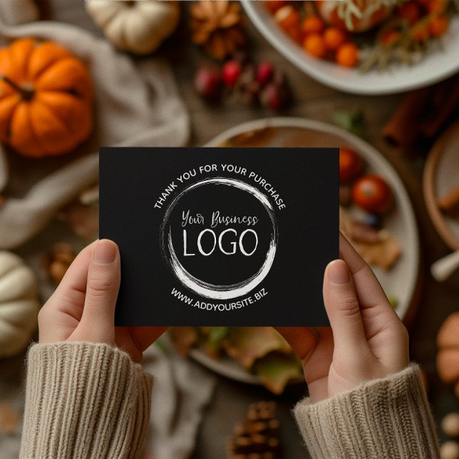 Sätt min logotyp på en svart tack kort (Put My Logo on a Black Thank You Card)