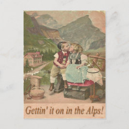 Sätt på den i det schweiziska Alpernans Vintage-po Vykort
