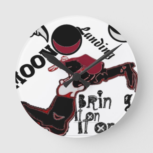 Sätt på den - Spelande jul- och rymdfart Rund Klocka (Framsida)