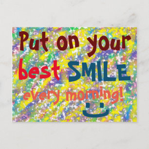Sätt på dig din bästa SMILE Colorful Quote Cheerfu Vykort