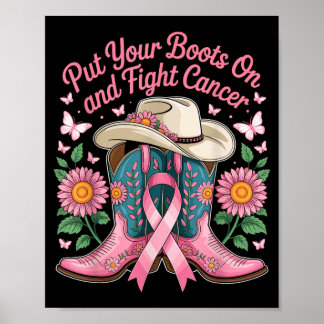 Sätt på dig stövlar och bekämpa cancer - bröstcanc poster