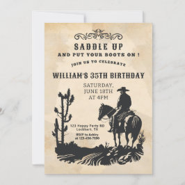 Sätt på dig, västernfest, cowboy-födelsedag inbjudningar