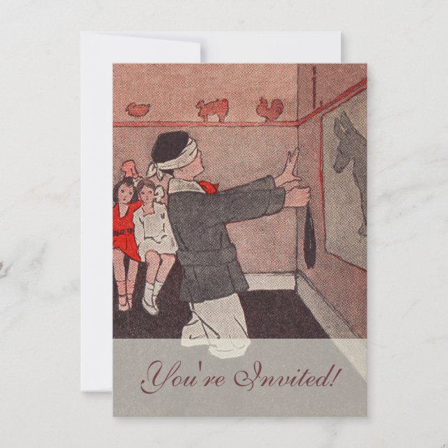 Sätt på lilla åsnan svansen inbjudningar (Framsida)