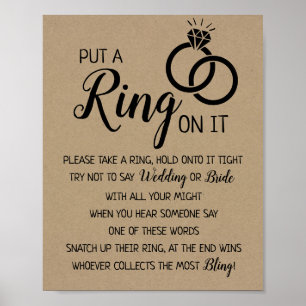 Sätt Ring på möhippa bröllop-spelskylt Poster