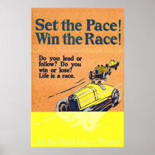 Sätt takten Vinn loppet Vintage racerbil Poster