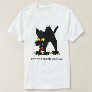 Sätt tillbaka masken på Social Avstånd svart katt  T Shirt